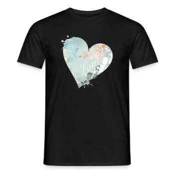 Sanftes Herzmotiv in Pastelltönen mit Liebe - Männer T-Shirt - Schwarz - Vorne - AI Model Male 178 light (178cm)