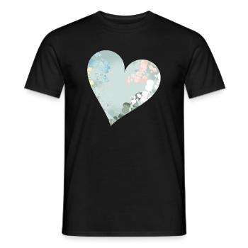 Pastellfarbenes Herz mit floralem Muster - Männer T-Shirt - Schwarz - Vorne - AI Model Male 178 light (178cm)