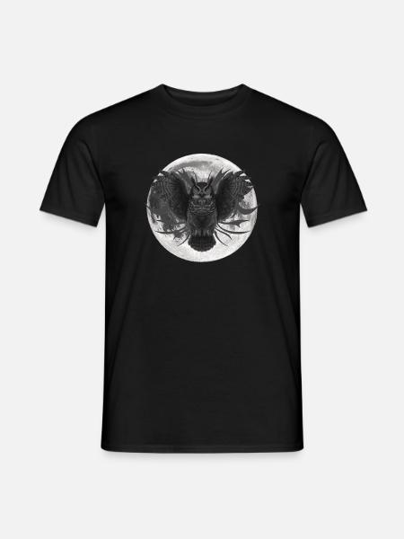 Monde Eulen Design in Graustufen - Männer T-Shirt - Schwarz