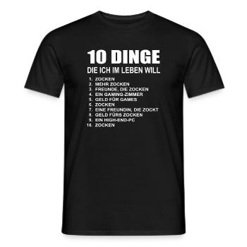 Gaming 10 Things I Want Gamer Games Gamer - Men's T-Shirt - black - Front - AI Model Male 178 light (178cm)