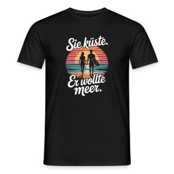 Vous côte Il voulait mer plage amour vague surfeur - T-shirt homme - noir - Devant - AI Model Male 178 light (178cm)