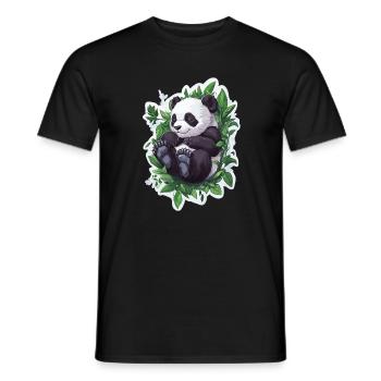 Ours panda mignon - T-shirt homme - noir - Devant - AI Model Male 178 light (178cm)