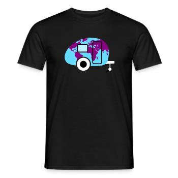 Caravan Weltkarte Wohnwagen Camping Weltenbummler - Männer T-Shirt - Schwarz - Vorne - AI Model Male 178 light (178cm)