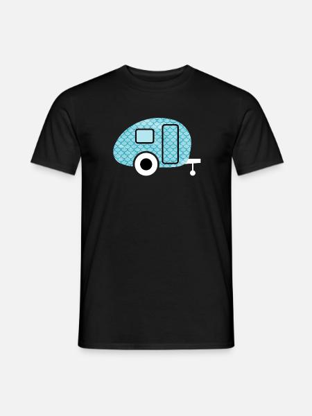 Caravan Fisch Camping Wohnwagen Schuppen Muster - Männer T-Shirt - Schwarz