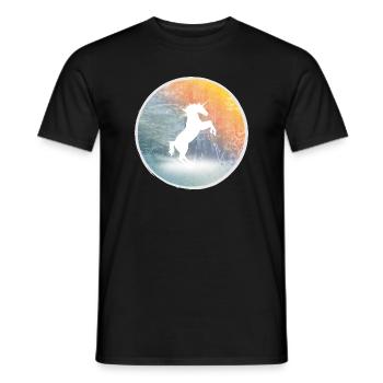 Mystical unicorn in the enchanted forest - Men's T-Shirt - black - Front - AI Model Male 178 light (178cm)