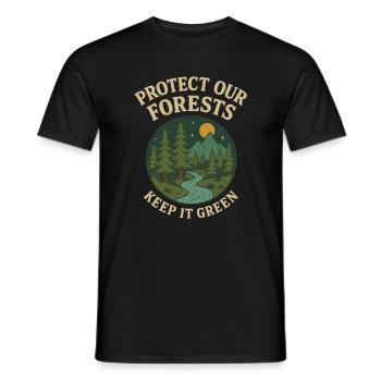 Forest protection nature motif - Men's T-Shirt - black - Front - AI Model Male 178 light (178cm)