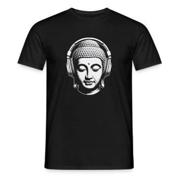 Buddha mit Kopfhörern Achtsamkeit Musik Boho Zen - Männer T-Shirt - Schwarz - Vorne - AI Model Male 178 light (178cm)