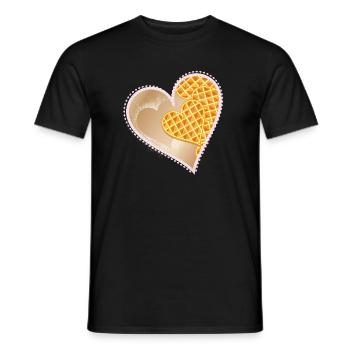 Herz Waffeln mit Puderzucker und Spitzenrand - Männer T-Shirt - Schwarz - Vorne - AI Model Male 178 light (178cm)