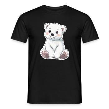 Polar Bear Illustration – Arctic Animal Motif - Men's T-Shirt - black - Front - AI Model Male 178 light (178cm)