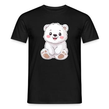Polarbär Illustration – Arktisches Tiermotiv - Männer T-Shirt - Schwarz - Vorne - AI Model Male 178 light (178cm)