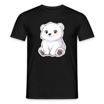 Polar Bear Illustration – Arctic Animal Motif - Men's T-Shirt - black - Front - AI Model Male 178 light (178cm)