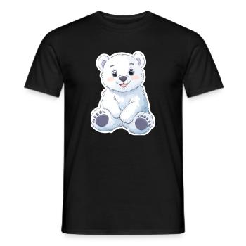 Polar Bear Illustration – Arctic Animal Motif - Men's T-Shirt - black - Front - AI Model Male 178 light (178cm)