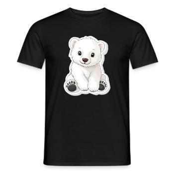 Polar Bear Illustration – Arctic Animal Motif - Men's T-Shirt - black - Front - AI Model Male 178 light (178cm)