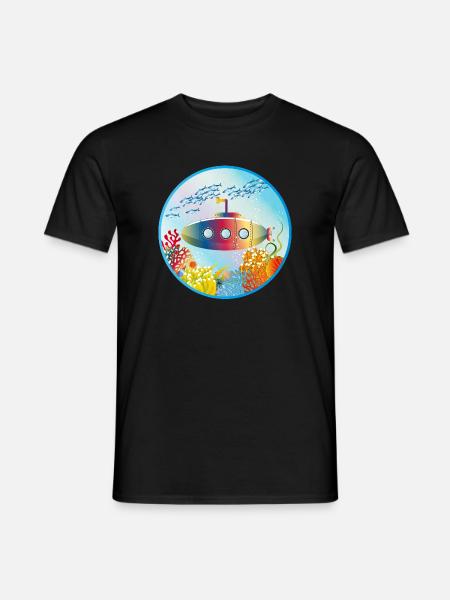 Buntes U-Boot im tropischen Korallenriff - Männer T-Shirt - Schwarz