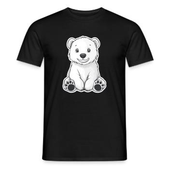 Polar Bear Illustration – Arctic Animal Motif - Men's T-Shirt - black - Front - AI Model Male 178 light (178cm)