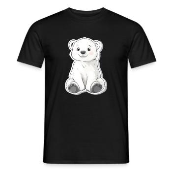 Polar Bear Illustration – Arctic Animal Motif - Men's T-Shirt - black - Front - AI Model Male 178 light (178cm)