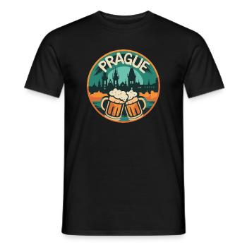 Prag Bier Skyline – Tschechien Souvenir Junggesell - Männer T-Shirt - Schwarz - Vorne - AI Model Male 178 light (178cm)