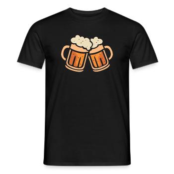 Bier Glas Anstoßen - Comic und Cartoon Junggeselle - Männer T-Shirt - Schwarz - Vorne - AI Model Male 178 light (178cm)