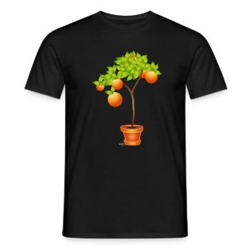 Small orange tree in flower pot - Men's T-Shirt - black - Front - AI Model Male 178 light (178cm)