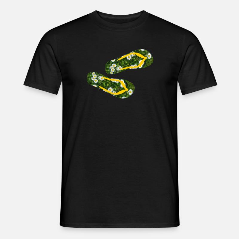 Latschen Gänseblümchen Flip Flops Camping Rasen - Männer T-Shirt - Schwarz