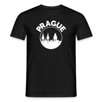 Prager Stadtsilhouette Logo - Tschechien Stadticon - Männer T-Shirt - Schwarz - Vorne - AI Model Male 178 light (178cm)