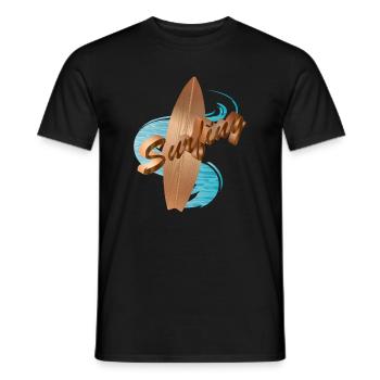 Surfbrett Holzdesign mit Surfing Typografie - Männer T-Shirt - Schwarz - Vorne - AI Model Male 178 light (178cm)