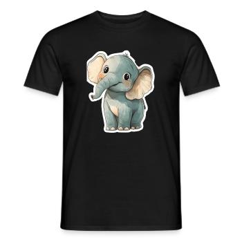Éléphant mignon – idée cadeau pour les amoureux des animaux - T-shirt homme - noir - Devant - AI Model Male 178 light (178cm)