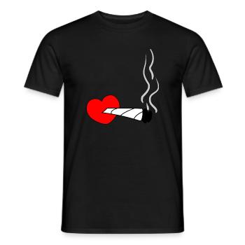 Cœur avec joint fumant – symbole de la marijuana v - T-shirt homme - noir - Devant - AI Model Male 178 light (178cm)