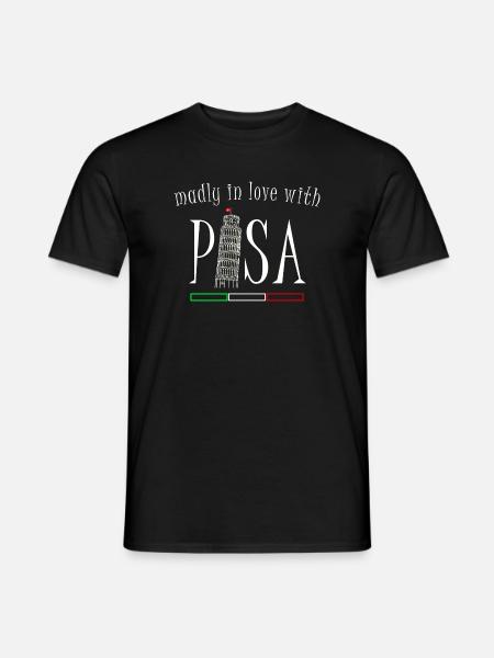 Verliebt in Pisa, Handzeichnung, schiefer Turm - Männer T-Shirt - Schwarz