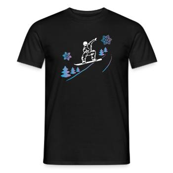 Snowboarders in the magic of winter - Men's T-Shirt - black - Front - AI Model Male 178 light (178cm)