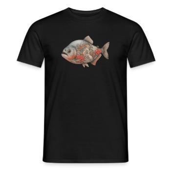 Yakuza Piranha - Men's T-Shirt - black - Front - AI Model Male 178 light (178cm)