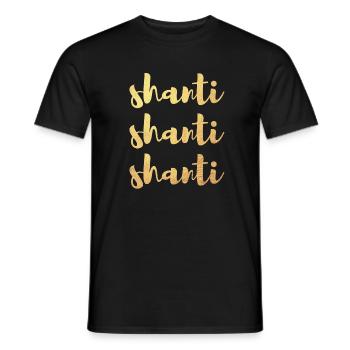 Or Shanti Méditation Namaste Yoga Manuscrit om - T-shirt homme - noir - Devant - AI Model Male 178 light (178cm)
