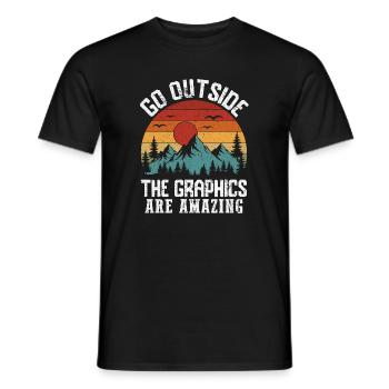 Mountains - Go Outside, The Graphics Are Amazing - Men's T-Shirt - black - Front - AI Model Male 178 light (178cm)