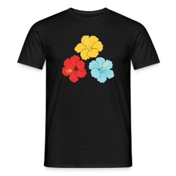 Hibiskus Trio – Knallige Farben mit Outlines - Männer T-Shirt - Schwarz - Vorne - AI Model Male 178 light (178cm)