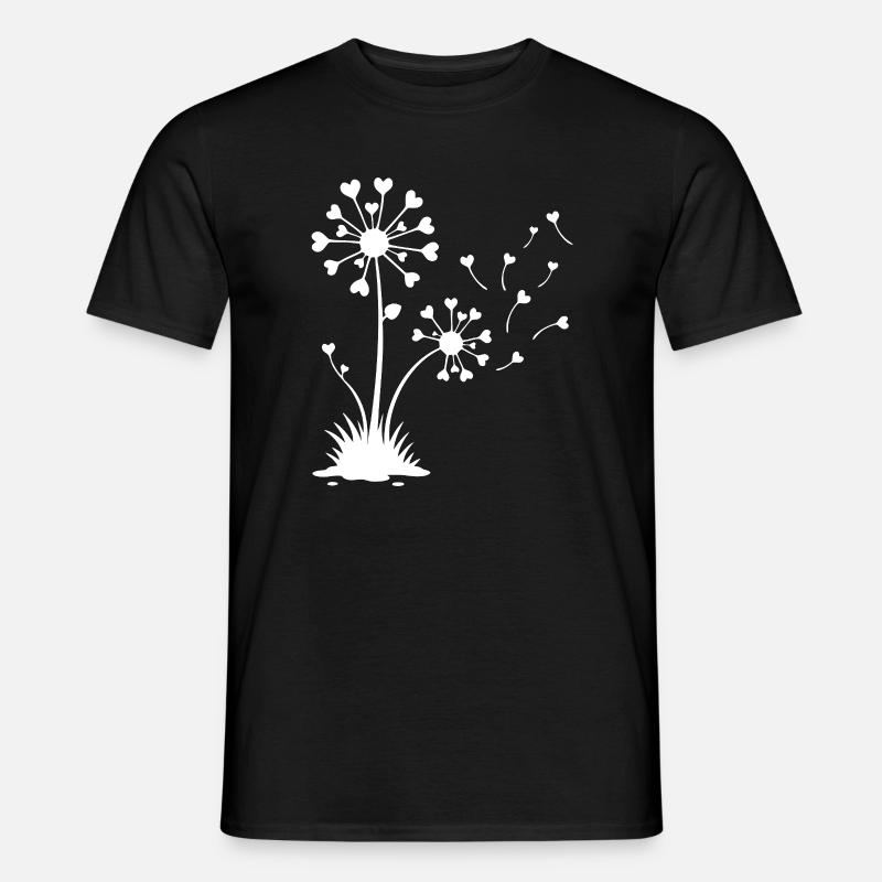 Minimalistisches Löwenzahn-Blumendesign - Männer T-Shirt - Schwarz