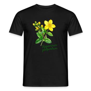 Hypericum perforatum - botanische Illustration - Männer T-Shirt - Schwarz - Vorne - AI Model Male 178 light (178cm)