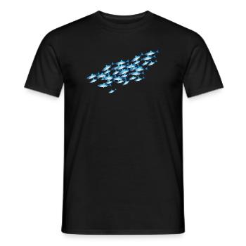 Bancs de poissons bleus brillants dans l’eau - T-shirt homme - noir - Devant - AI Model Male 178 light (178cm)