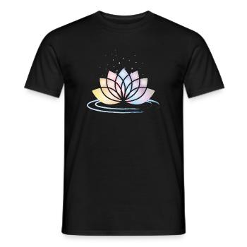 Stylized Pastel Flower Symbol with Water - Men's T-Shirt - black - Front - AI Model Male 178 light (178cm)