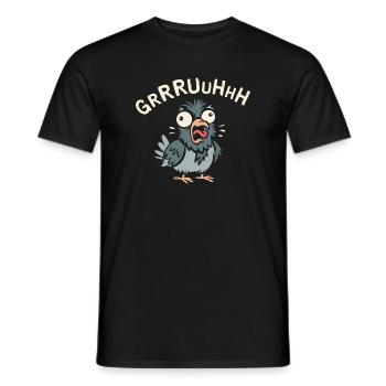 verrückte Taube gruh im Comic und Cartoon Logostil - Männer T-Shirt - Schwarz - Vorne - AI Model Male 178 light (178cm)