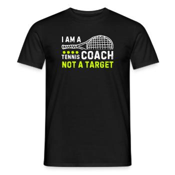 Tennis Coach Quote with Racket Motif - Men's T-Shirt - black - Front - AI Model Male 178 light (178cm)