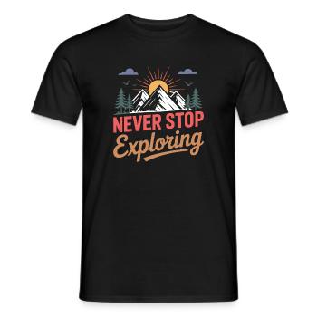 Montagnes - Ne cessez jamais d’explorer - T-shirt homme - noir - Devant - AI Model Male 178 light (178cm)