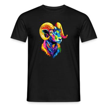 Aries mouflon Aries Wild Sheep Male Sheep - Men's T-Shirt - black - Front - AI Model Male 178 light (178cm)