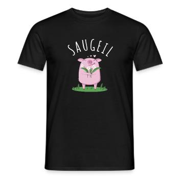 Sauguat Saugeil Dialekt Spruch Schweinchen - Männer T-Shirt - Schwarz - Vorne - AI Model Male 178 light (178cm)