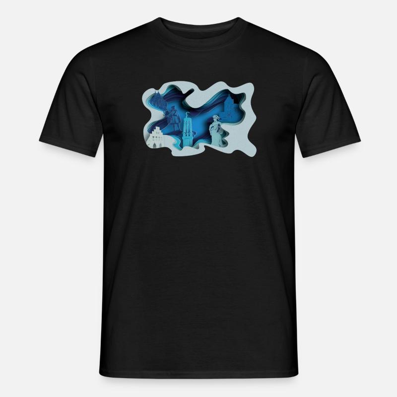 Moers Stadtsilhouette in Hydrographik-Optik - Männer T-Shirt - Schwarz