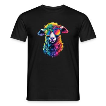 Sheep Lamb Sheep Domestic Sheep Shepherd Sweet Sheep - Men's T-Shirt - black - Front - AI Model Male 178 light (178cm)