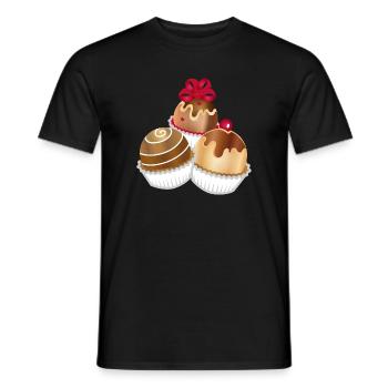 Three fine chocolates as a motif for real connoisseurs - Men's T-Shirt - black - Front - AI Model Male 178 light (178cm)