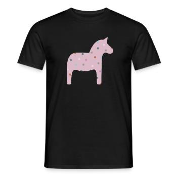 Dala Horse Dots Dots Scandinavian Decoration Scandinavian - Men's T-Shirt - black - Front - AI Model Male 178 light (178cm)