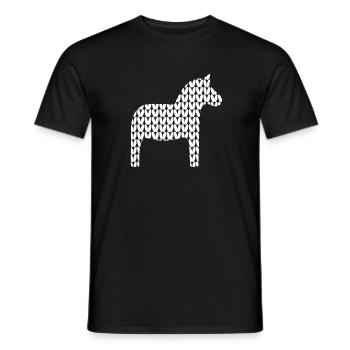 Dala Cheval Tricot Motif Cosy Hygge Cheval Scandi - T-shirt homme - noir - Devant - AI Model Male 178 light (178cm)