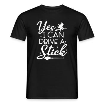 Whimsical Witch Riding Broom Illustration - Men's T-Shirt - black - Front - AI Model Male 178 light (178cm)