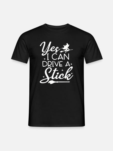 Whimsical Witch Riding Broom Illustration - Men's T-Shirt - black